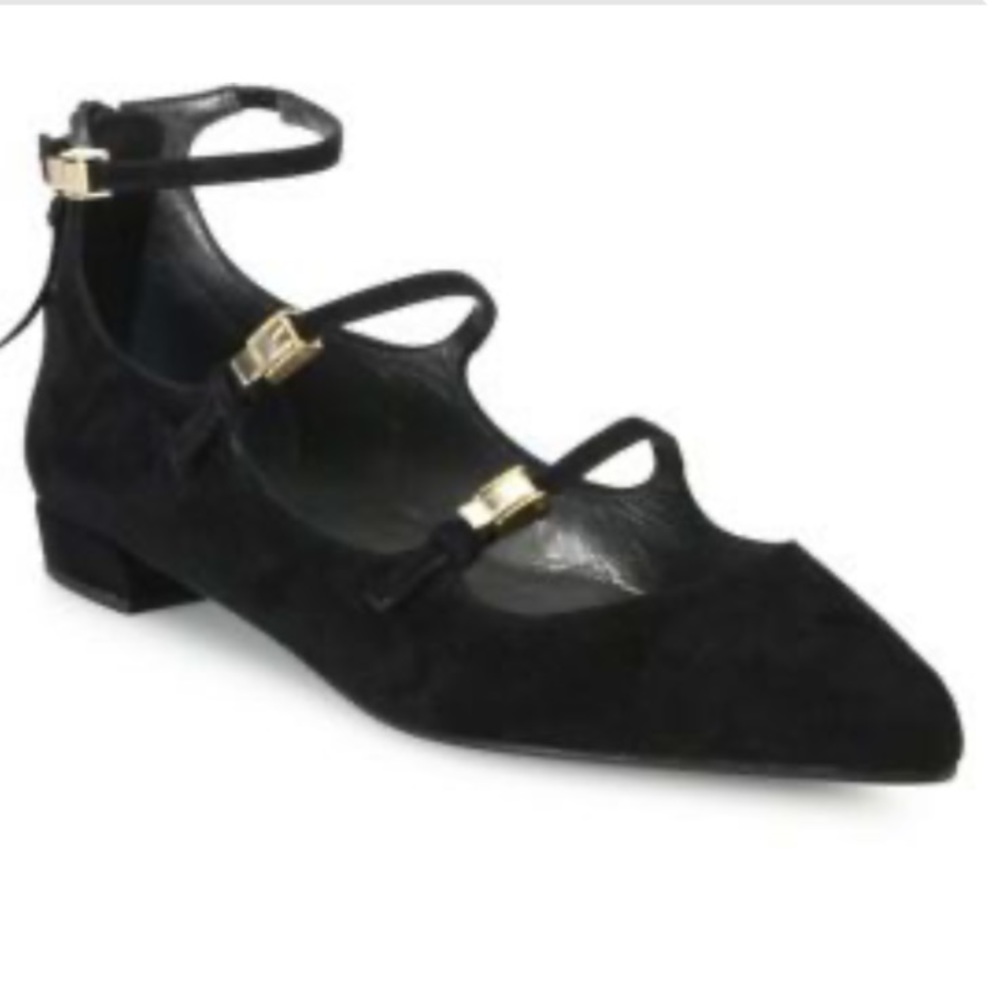 Stuart Weitzman flippy 3 strap marry Jane flat NIB
